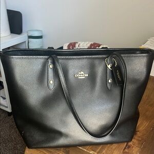 Coach Black Leather Tote Bag